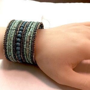 New Seed Beaded Flexible Cuff Wrap Bracelet